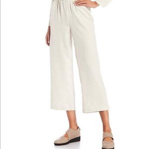 NWT Eileen Fisher Silk Georgette Crepe Straight Crop Pant Size Large